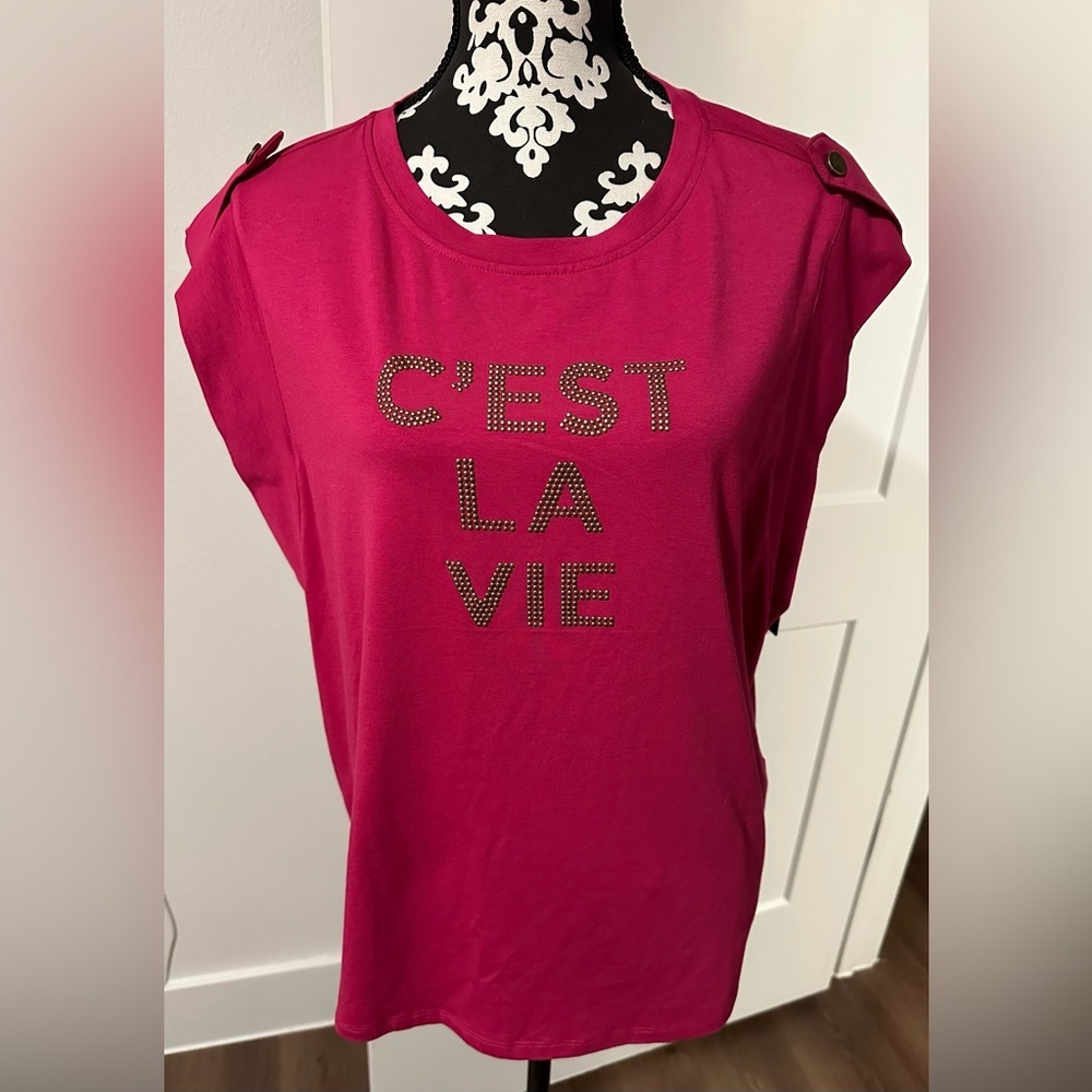 Karl Lagerfeld Paris C'est La Vie Studded Top - Picture 6 of 16